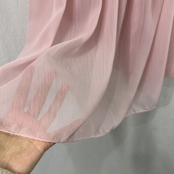 Unbranded Pink Sheer Ruffle Bow Chemise Babydoll Night Dress Womens L Romantic - Picture 5 of 8